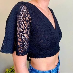 Black Lacy Crop Top